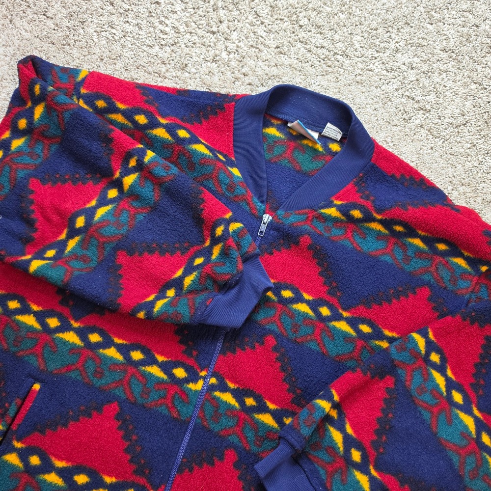 VINTAGE Winterset Geometric Tribal Fleece Jacket Mens Large Multicolor Outdoor